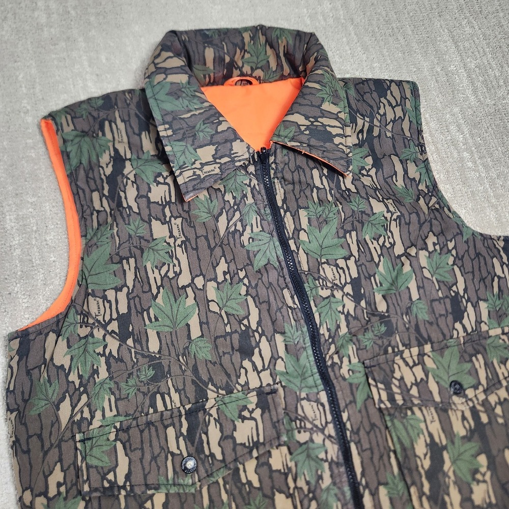 Vintage Trebark Camo Hunting‎ Vest Men Medium Reversible Blaze Orange Winchester